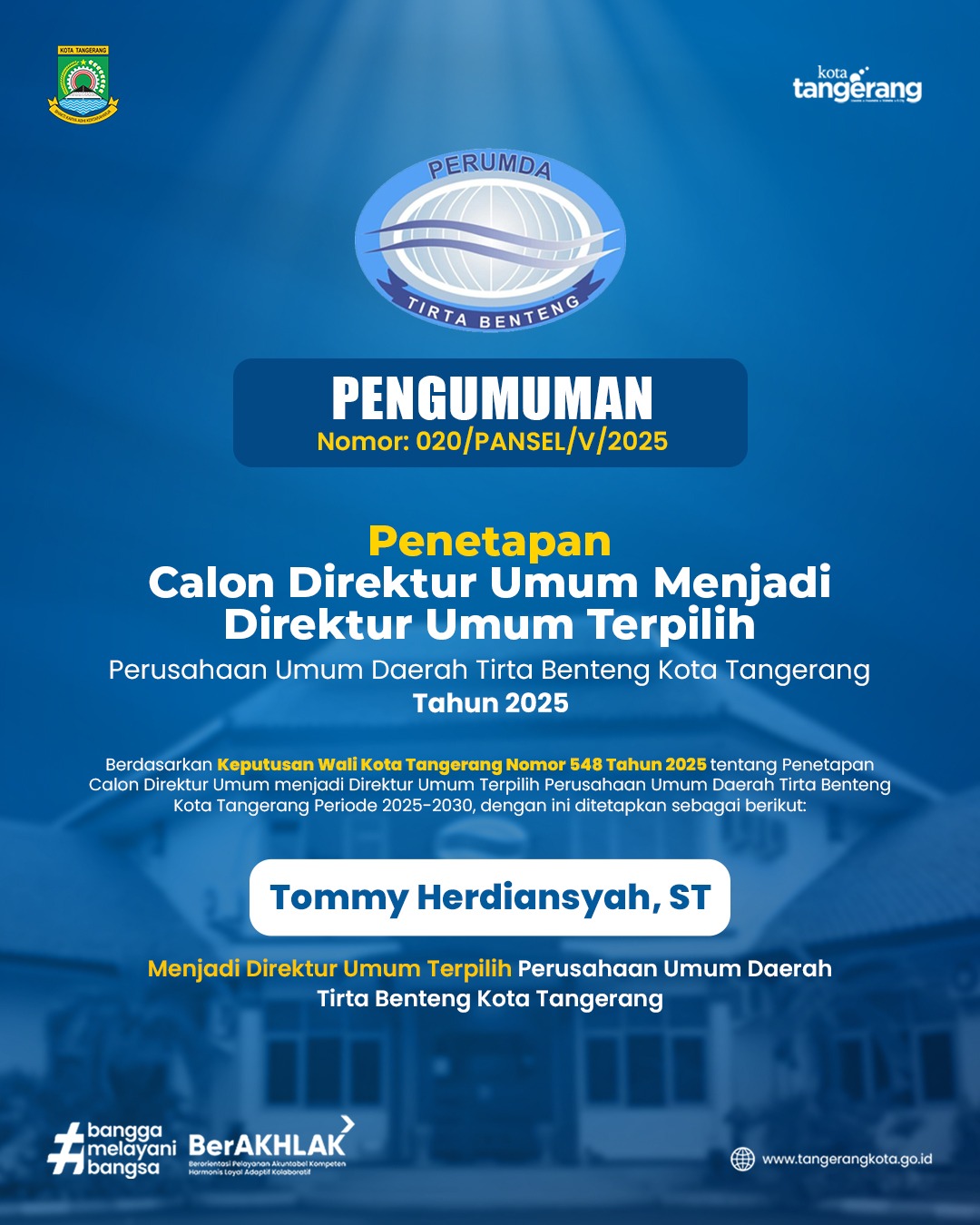 Tommy Herdiansyah Terpilih Menjadi Dirum Perumda TB