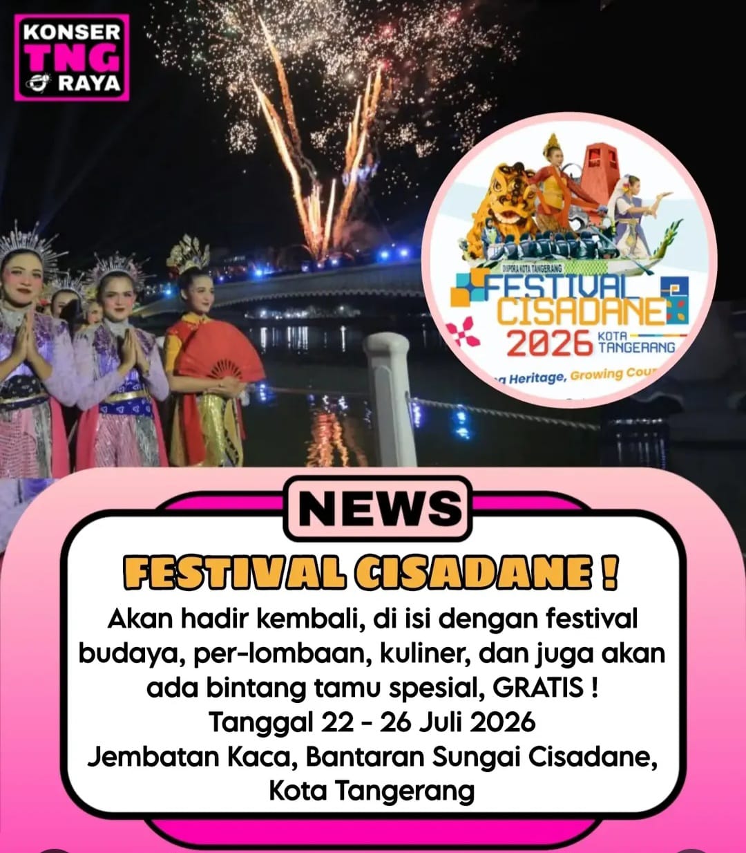 Kota Tangerang Kembali Gelar Festival Cisadane 2026, Catat Jadwal dan Lokasinya