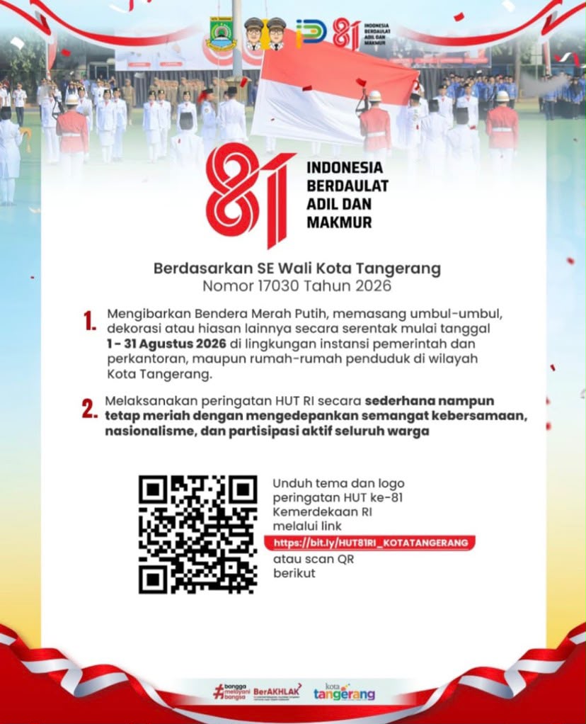Pemkot Tangerang Ajak Warga Semarakkan HUT Ke-81 RI dengan Kibarkan Merah Putih