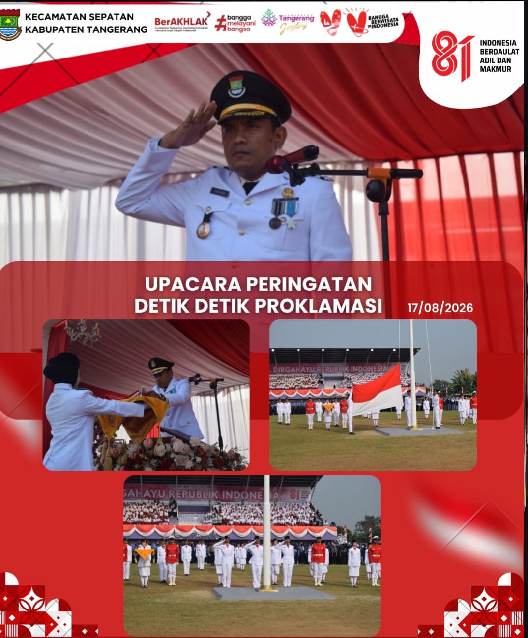 Upacara Peringatan Detik-Detik Proklamasi di Sepatan Berlangsung Khidmat