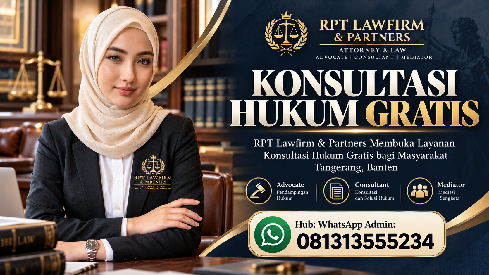 RPT Lawfirm & Partners Membuka Layanan Konsultasi Hukum Gratis bagi Masyarakat Tangerang Banten.