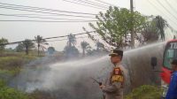 Sigap di Tengah Kepulan Asap, Pamapta Polres Tulang Bawang Turun Langsung Padamkan Karhutla di Cakat Raya, Api Berhasil di Padamkan